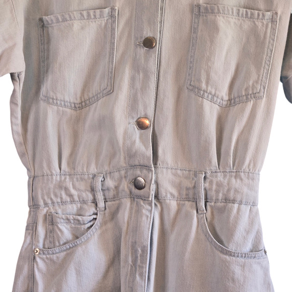 Zara Light Wash Denim Romper Size Small - Picture 5 of 7